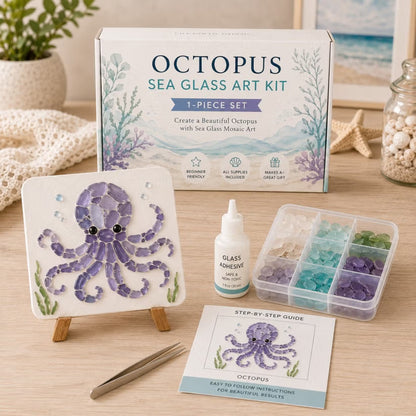 🐋🌊 DIY Sea Glass Mosaic Art Kit – Create Beautiful Ocean-Inspired Artwork with Colorful Glass Pieces