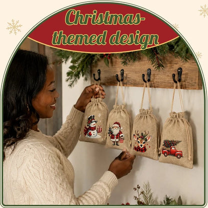 🎄pull, tie, and make every little gift feel more festive-Christmas Drawstring Gift Bags🎁