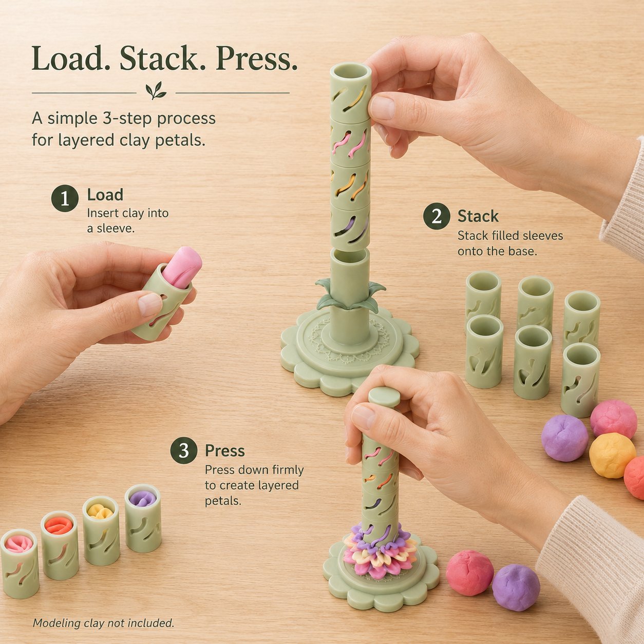 🎉Modular Clay Bloom Maker with 9 Shaping Sleeves