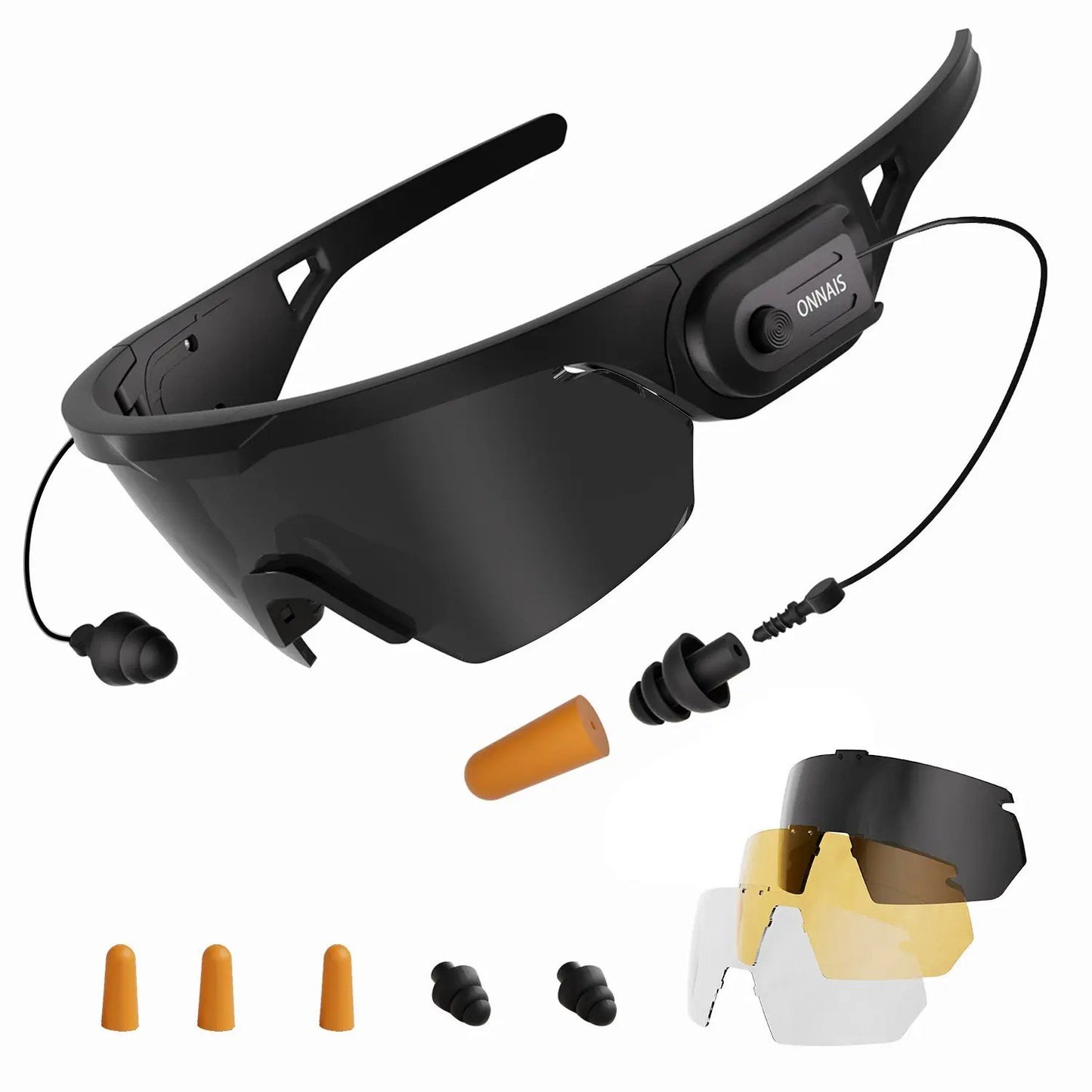 ⚡Hot Sales 49% OFF🔥ANSI Z87.1 Certified Anti-Fog Safety Goggles with Built-in NRR 32dB Noise Reduction Plugs, 3 Interchangeable Lenses, UV400 Sun Block