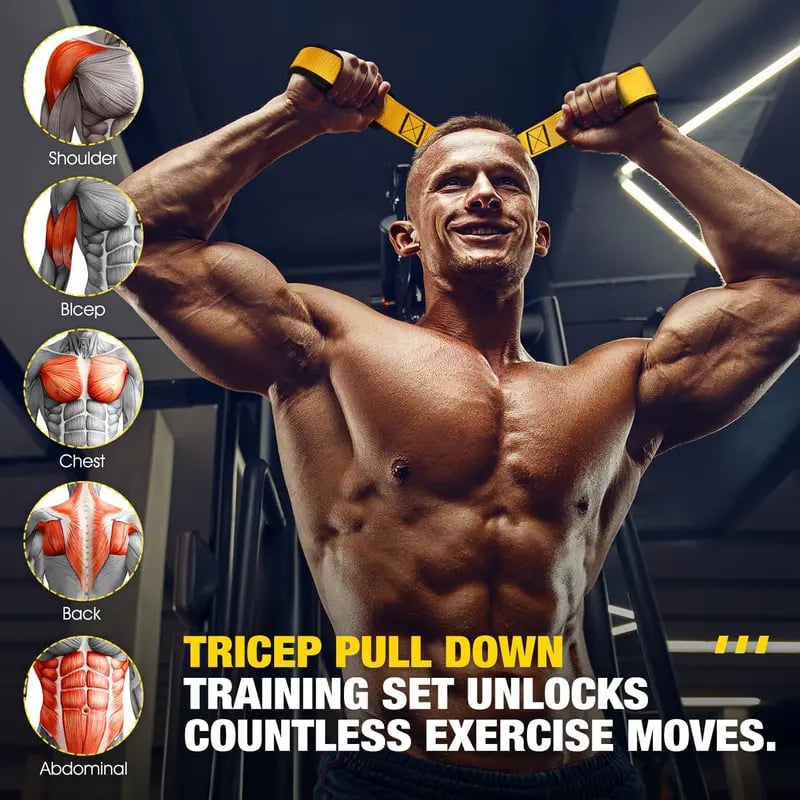 💪 225LBS Heavy Duty Cable Resistance Band Home Gym Training Set