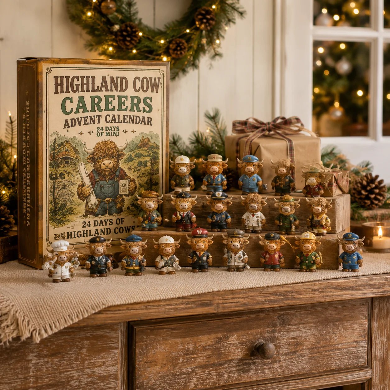 🐮 LAST DAY 49% OFF – 24 Days of Highland Cow Careers Advent Calendar | 24 Unique Collectible Highland Cows with Adorable Jobs, Tiny Accessories & Daily Christmas Surprises 🎄✨