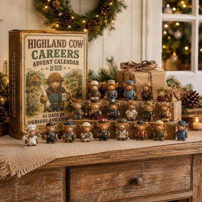🐮 LAST DAY 49% OFF – 24 Days of Highland Cow Careers Advent Calendar | 24 Unique Collectible Highland Cows with Adorable Jobs, Tiny Accessories & Daily Christmas Surprises 🎄✨