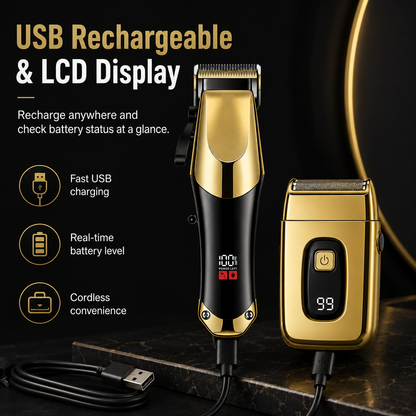 3-Piece Professional Hair Clipper & Trimmer Kit for Men