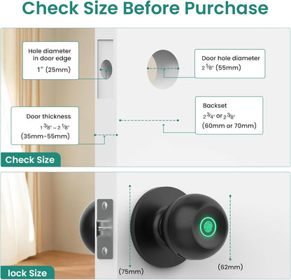 Fingerprint Smart Lock,Keyless Entry Door Lock,Count Smart Door Knob with APP