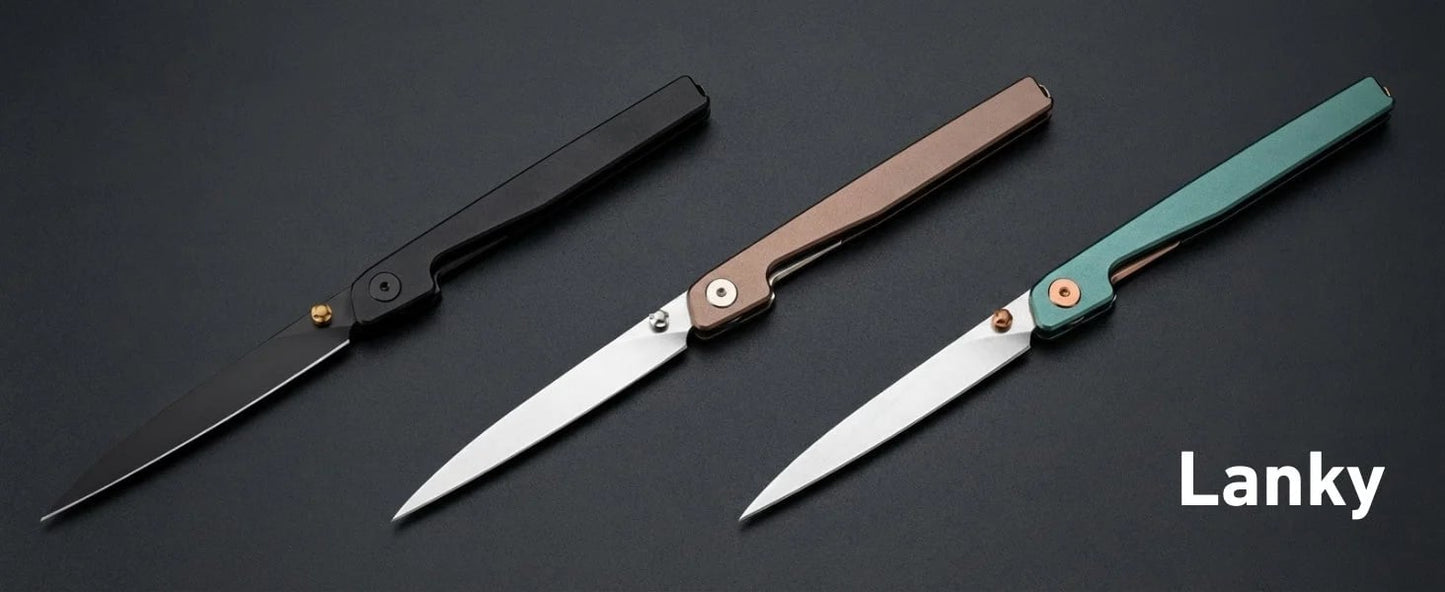🔥Last Day Sale 50% OFF🎉Lanky Liner Lock Front Flipper Knife Black Aluminum Handle