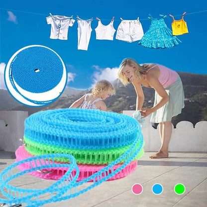 🌈Clothesline for Outside, Adjustable Clothes line,Windproof Clothesline with Hooks, Indoor and Outdoor Laundry and Drying Lines,Ideal Camping & Travel Essentials