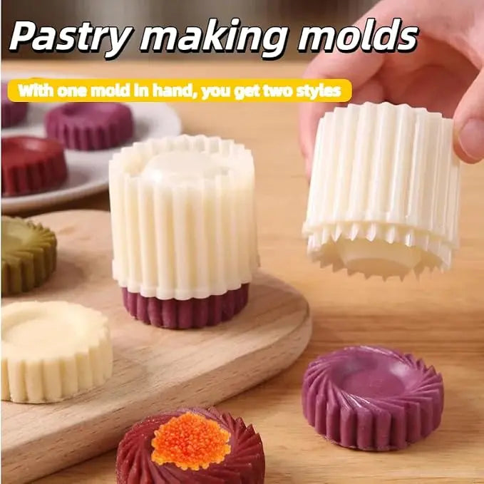 ✨🍪Sunflower-Patterned Round Hand-Press Mooncake Mold
