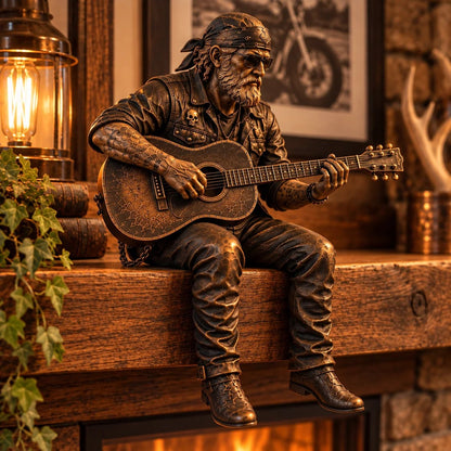 Old Biker Soul Shelf Sitter Collection – Rustic Motorcycle Rider Figurines for Men
