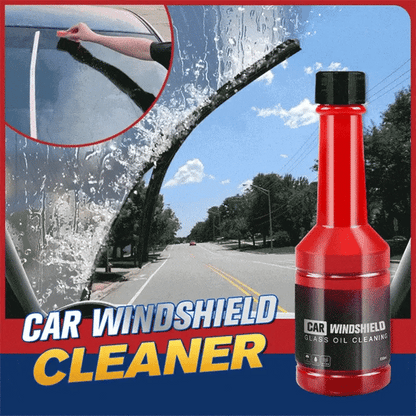 Animated product demonstration of windshield cleaner and windshield washing