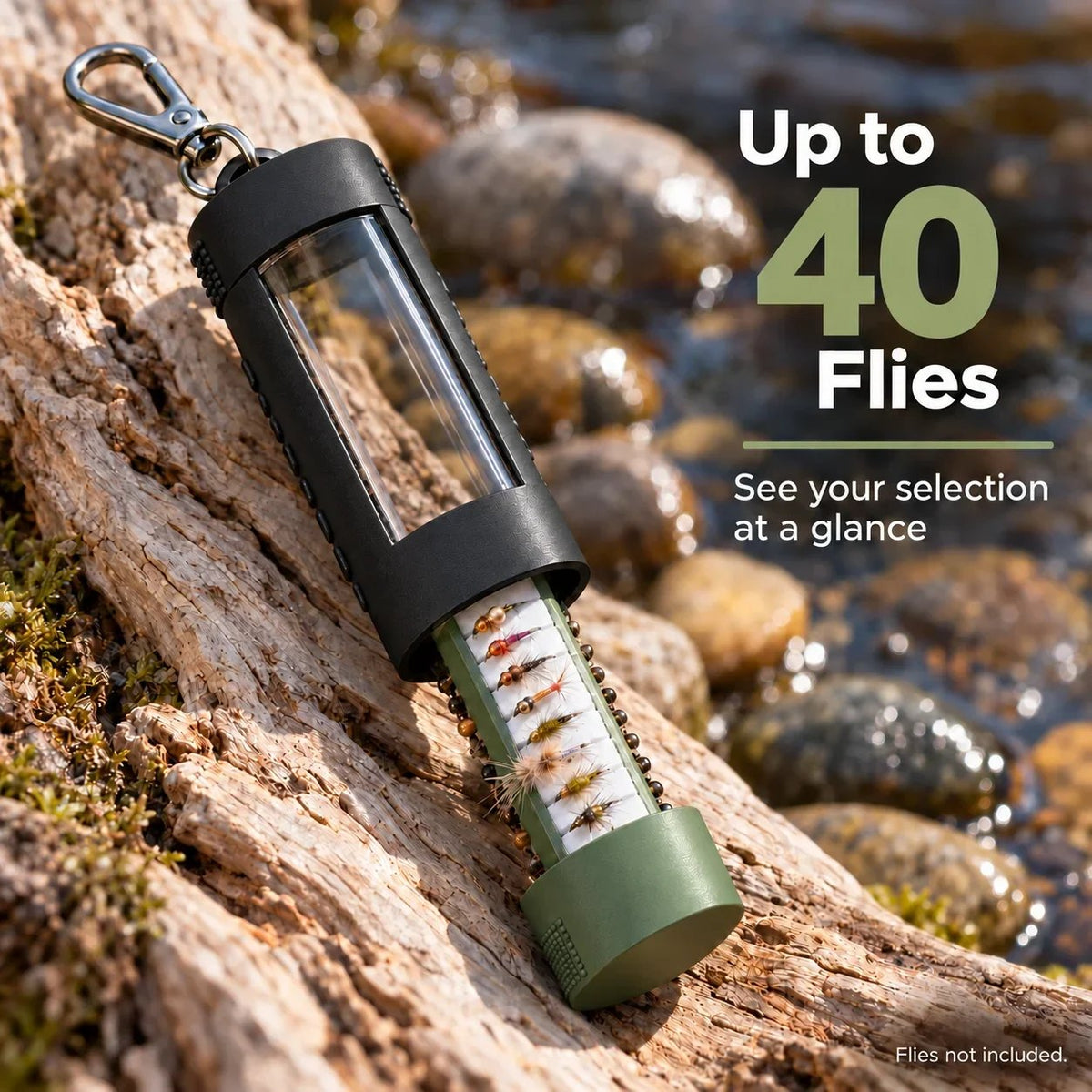 🎣Clip-On Fly Fishing Box – Magnetic One-Handed Fly Storage Case, Holds Up to 40 Flies