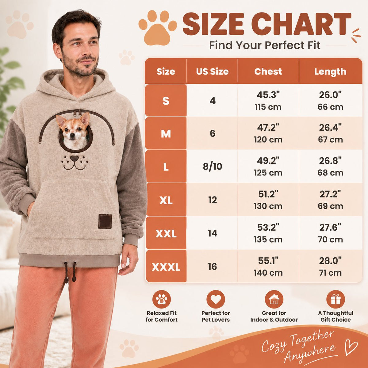 🐾 Cozy Pet Carrier Hoodie — Built-In Pouch for Cats & Small Dogs