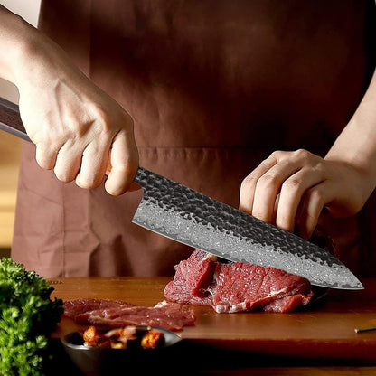 🔪 8 Inch Vintage Japanese Chef Knife, High Carbon Stainless Steel Octagonal Rosewood Handle Kitchen Cutting Knife