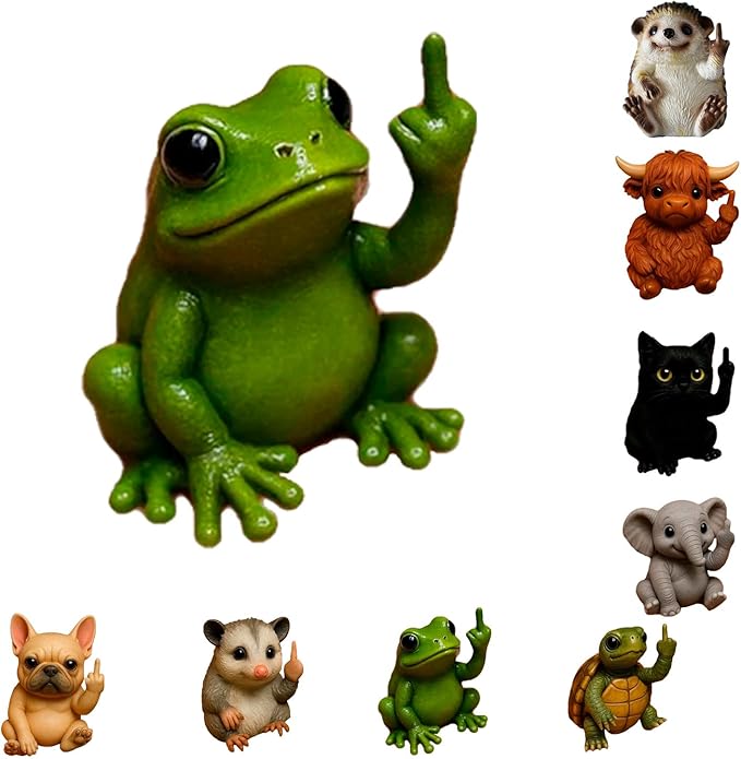 🐸🐱🖕 Funny Middle Finger Animal Statue