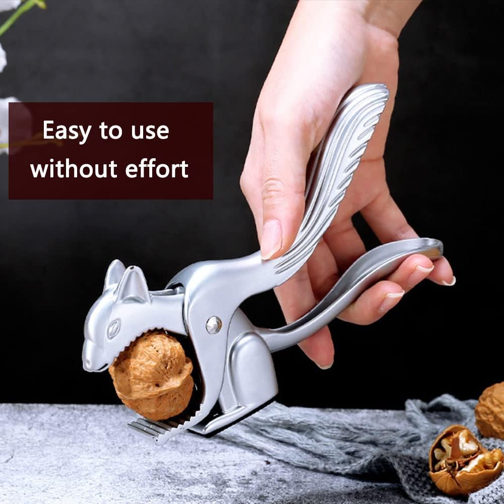 🐿️ Cute Squirrel Nutcracker, Zinc Alloy Labor-Saving Nut Shell Opener with Anti-Slip Base