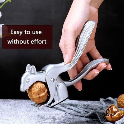 🐿️ Cute Squirrel Nutcracker, Zinc Alloy Labor-Saving Nut Shell Opener with Anti-Slip Base