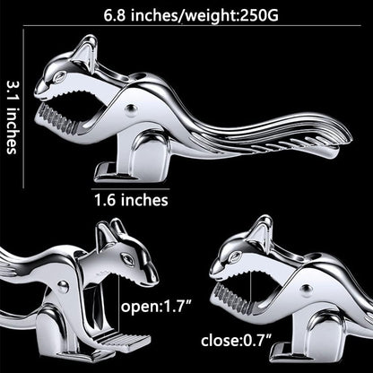 🐿️ Cute Squirrel Nutcracker, Zinc Alloy Labor-Saving Nut Shell Opener with Anti-Slip Base