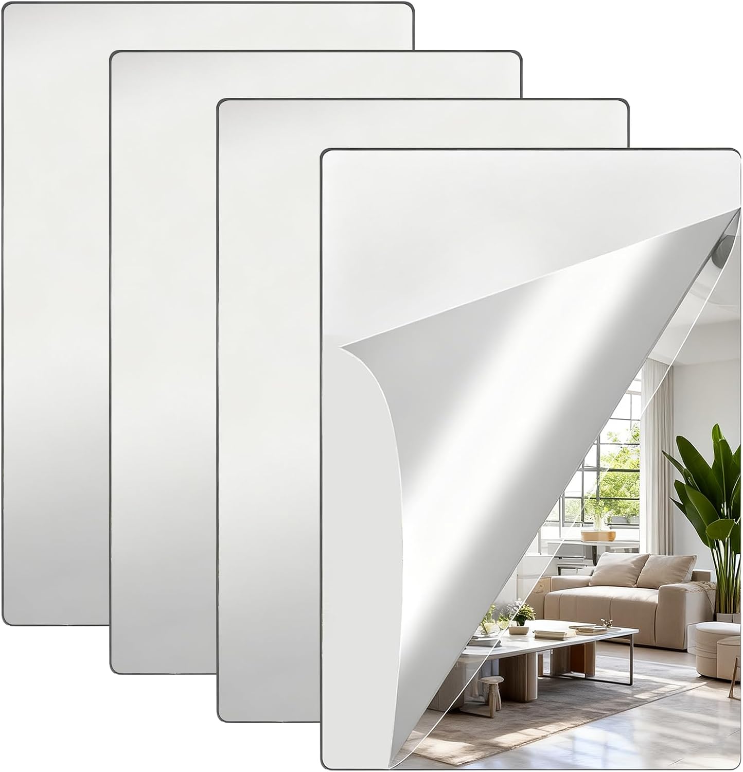 🪞 Flexible Acrylic Wall Mirror, Self-Adhesive Shatterproof Peel and Stick Mirror Stickers for Home Decor