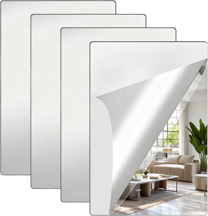 🪞 Flexible Acrylic Wall Mirror, Self-Adhesive Shatterproof Peel and Stick Mirror Stickers for Home Decor