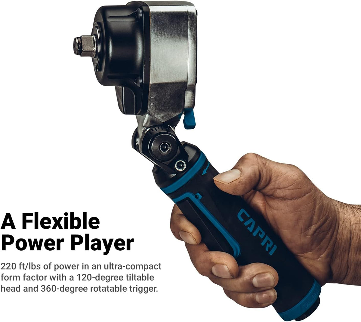 🔧Capri Tools 1/2 in. Flex-Head Air Angle Impact Wrench, 400 ft. lbs.