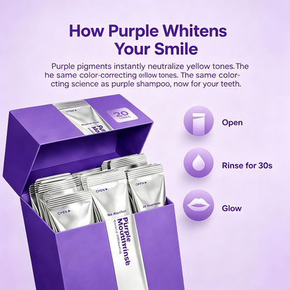 Purple Mouthwash - Sachets 20 Pack - Peroxide-Free - Alcohol Free - Vegan Mint