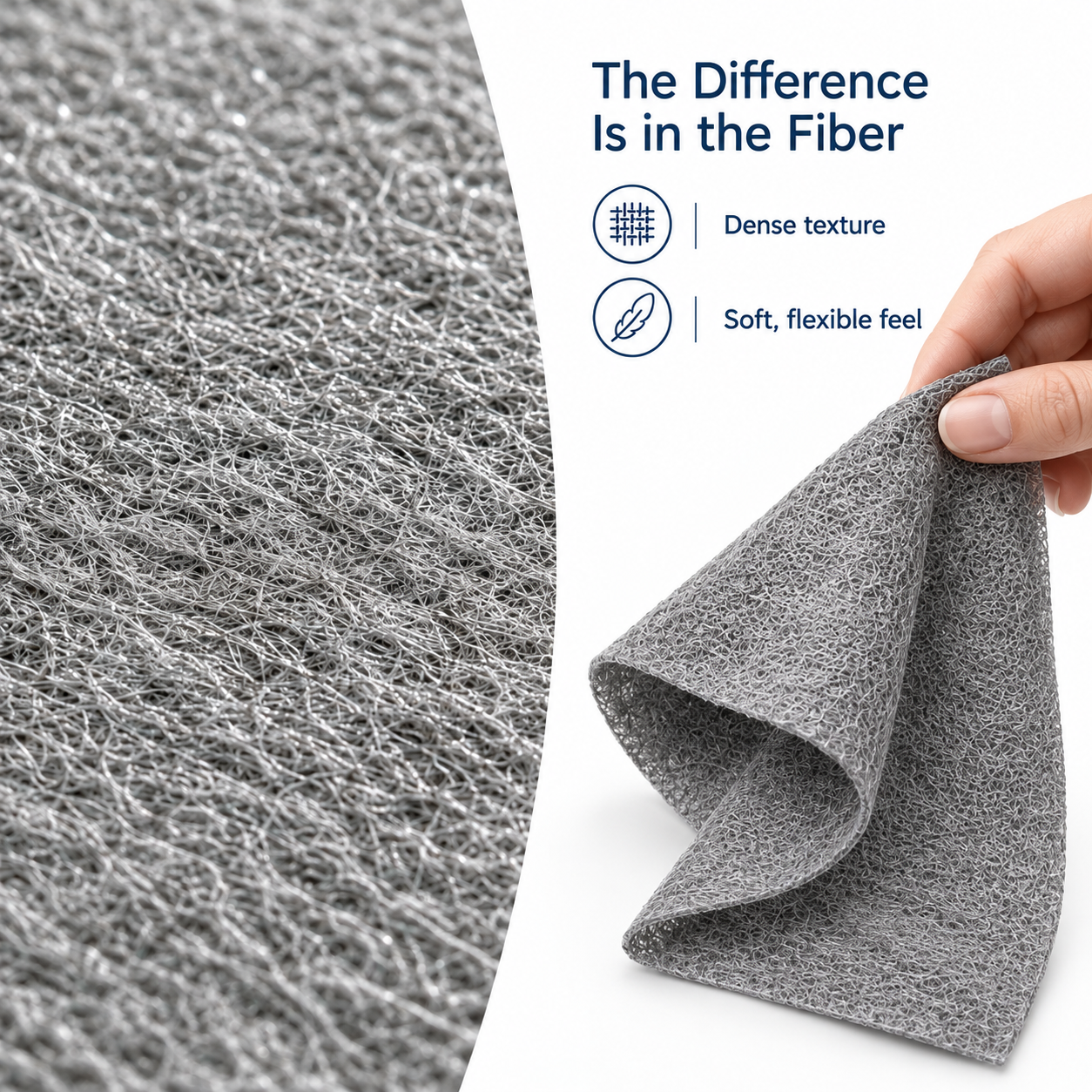 Close-up of the dense, flexible JustClean cloth texture