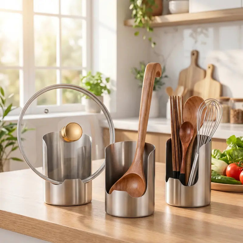 Thickened Stainless Steel Utensil Organizer, Rust Resistant Easy to Clean