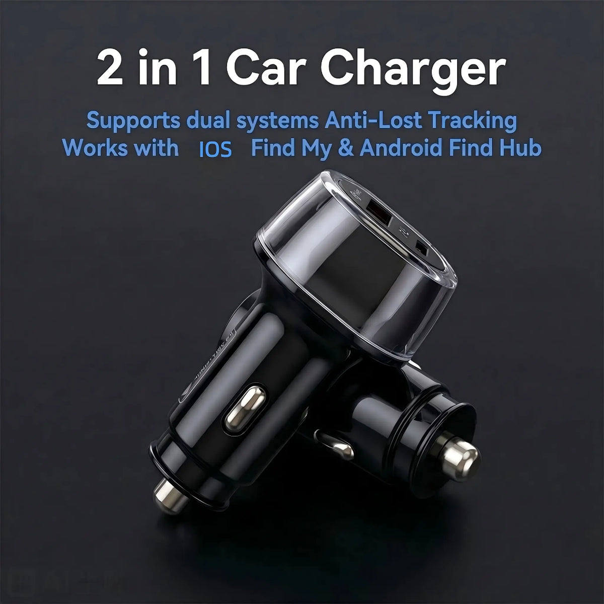 2-in-1 Compact Car Charger GPS Tracker Adapter - 30W Fast Charging USB-C Device, Anti-Lost for Parking Lot Find, Charger Compatible with iPhone+Android Use, Portable Slips Into Your Bag, Toolupgrade