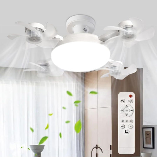 2-in-1 Socket Fan Light – 3-Color Dimmable LED Ceiling Fan with Remote