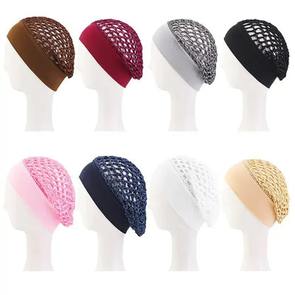 3-Pack Satin Bonnet Sleep Caps - Stretchy Wide Band Night Cap for Curly Hair
