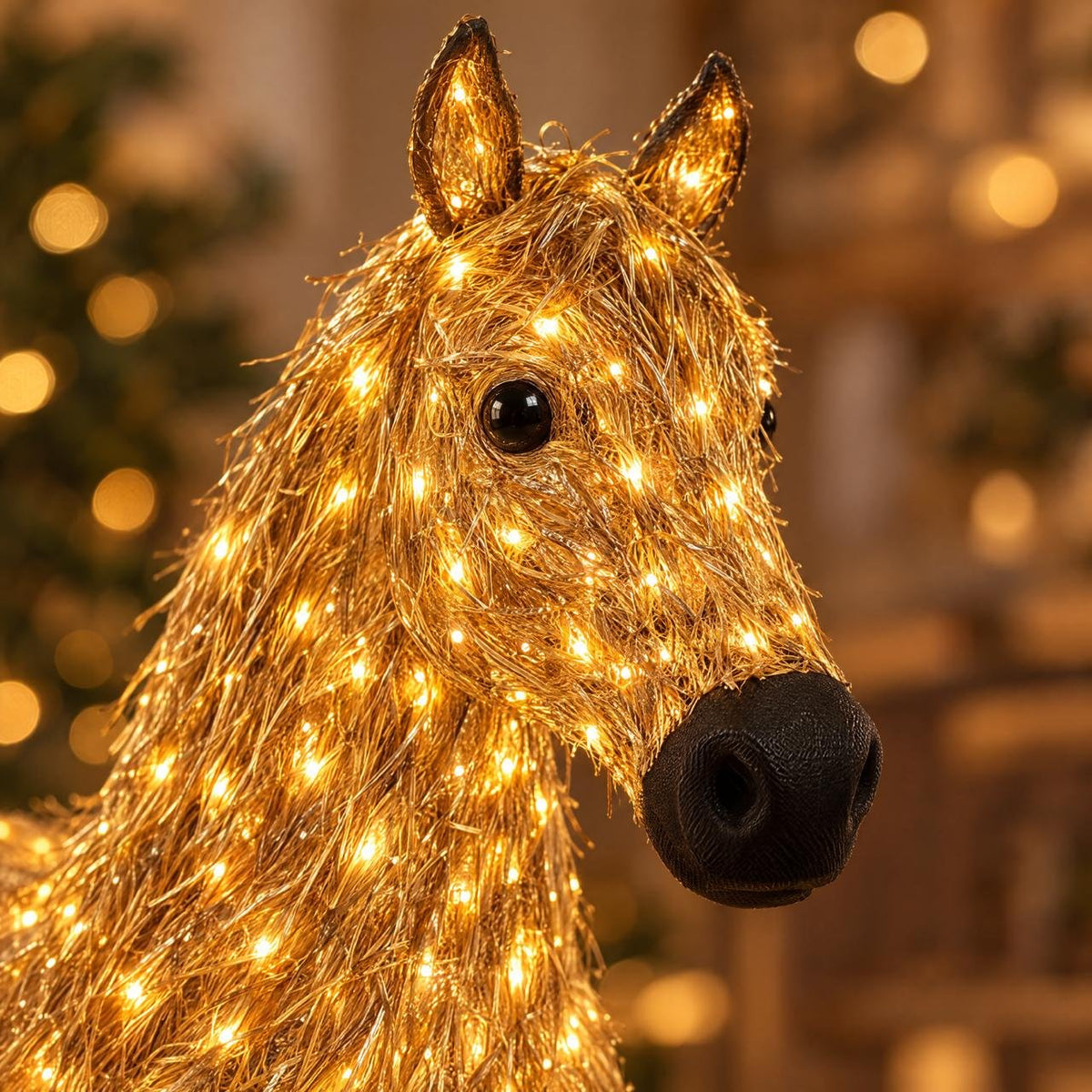 Doppeltes beleuchtetes Pferde-Weihnachtsset.