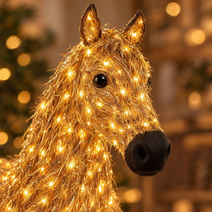 Doppeltes beleuchtetes Pferde-Weihnachtsset.