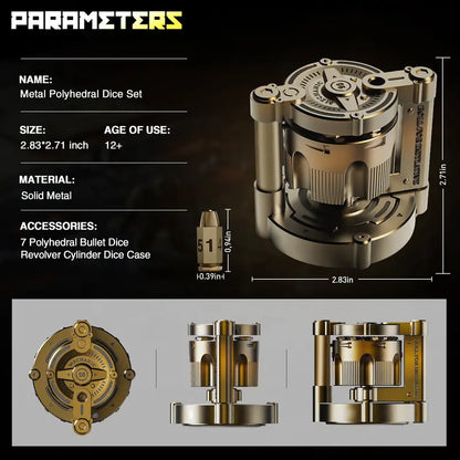 🎲✨ Cyberpunk Metal Dice Set – Premium Polyhedral DND Dice with Spinning Storage Case ⚙️