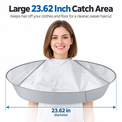 🔥Last Day 50% OFF - 💈Portable Hair Cutting Cape – 23.62' Wide Hair Catcher, Waterproof & Easy-Clean Design for Mess-Free Home Haircuts