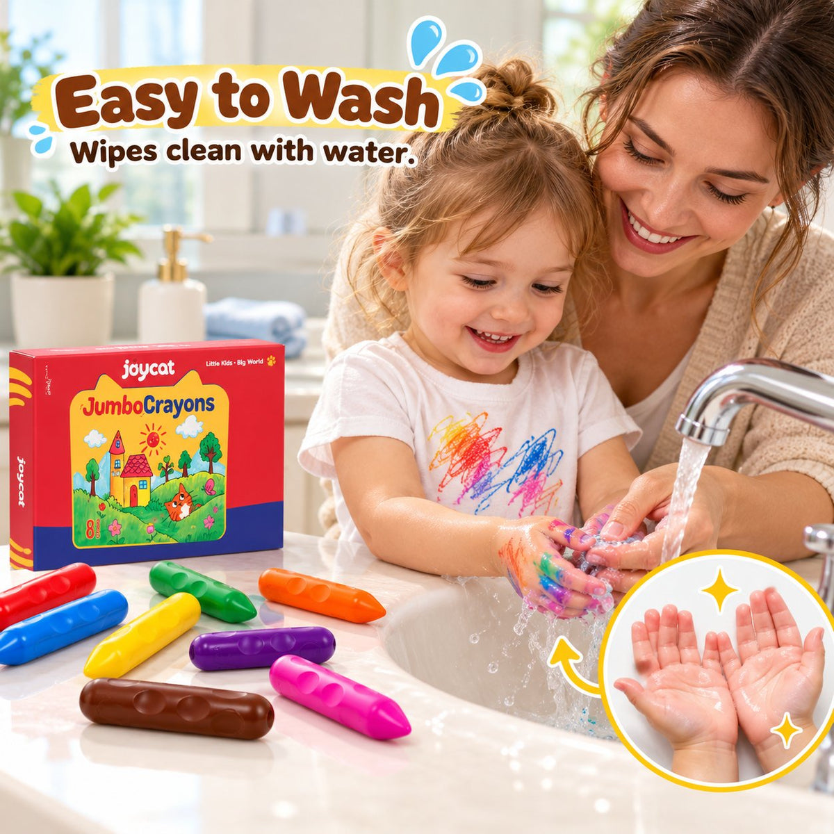 Toddler Friendly Washable Triangle Crayons | Home Art Activity