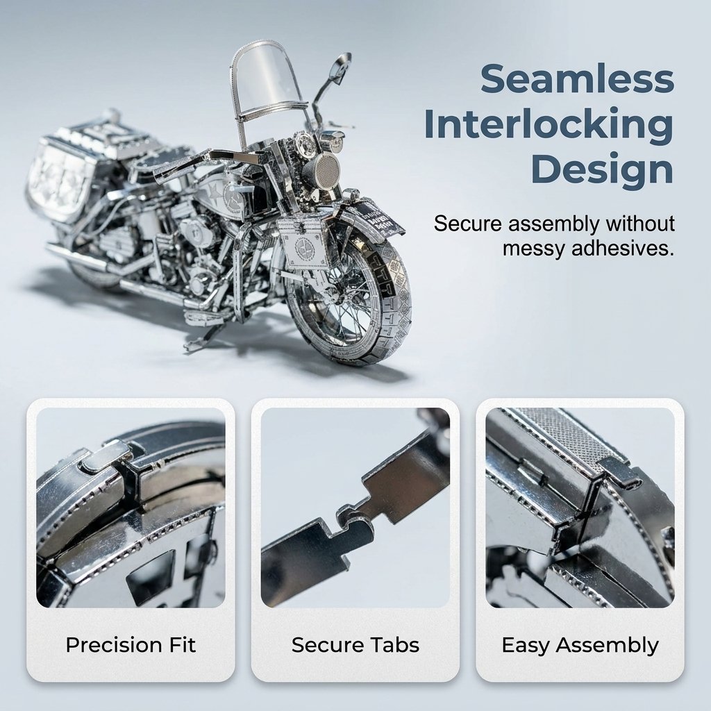 🔥Last Day 49% OFF - 🏍️🧩Silver Motorcycle 3D Metal Assembly Puzzle(📦Buy 2 Free Shipping)