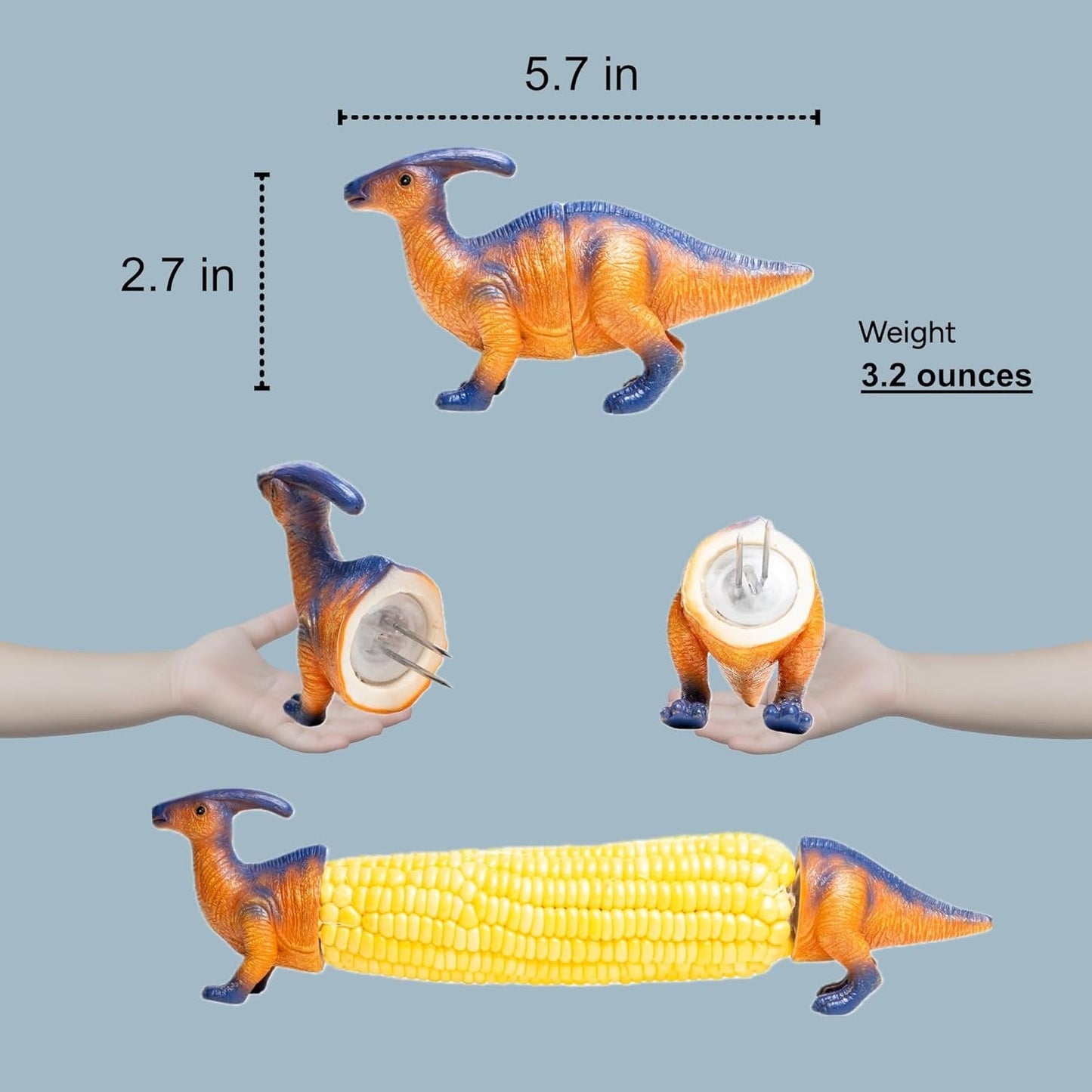 🦖🌽Dinosaur Corn Holders for Corn On The Cob - Funny Corn Cob Holder for Kids and Adults with Stainless Steel Prongs