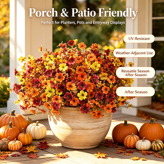 Fall Artificial Flower Halloween 12pcs, UV Resistant Colorful Fake Flower🍂