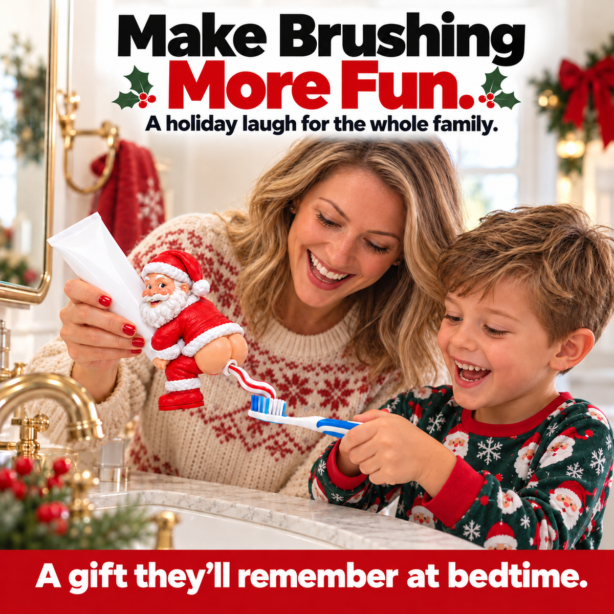 🎅 The Cheeky Santa Toothpaste Dispenser™ – The Christmas Gag Gift Everyone Will Talk About 😂🎄