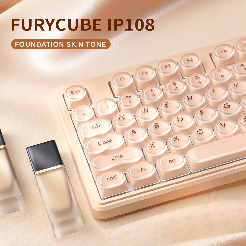 🔥50% OFF！💄FURYCUBE IP108 Lipstick Shape Wireless Mechanical Keyboard, Tri-Mode RGB Desk Keyboard✨