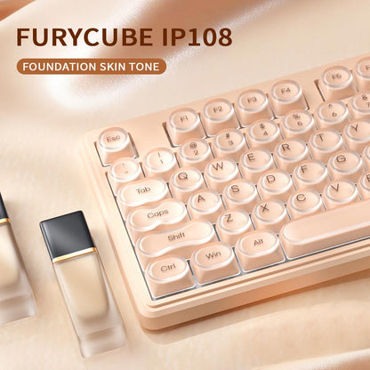 🔥50% OFF！💄FURYCUBE IP108 Lipstick Shape Wireless Mechanical Keyboard, Tri-Mode RGB Desk Keyboard✨