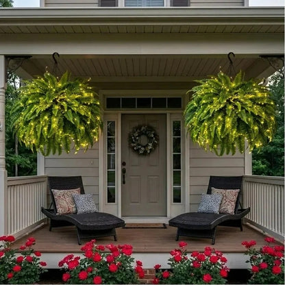 🎁Hot Sale 49% OFF🔥Oversized Pre-Lit Artificial Boston Ferns - No watering, No fading