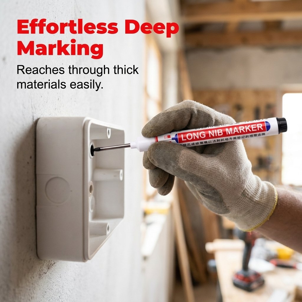 Extended Tip Marker Pen, Quick Dry Ink For Deep Hole Marking🎯