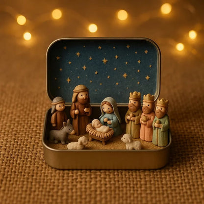 🔥Last Day 49% OFF - ✝️Religious Pocket-Size Mini Nativity Scene Set with Storage Box