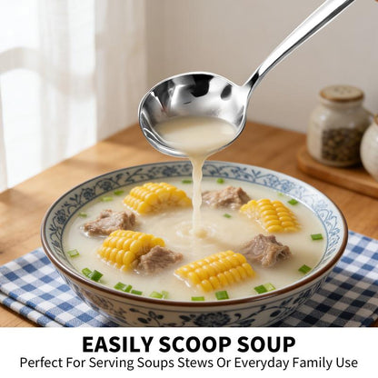 🥘18/10 Stainless Steel Soup Spoons‑Deep Bowl, No More Spills!