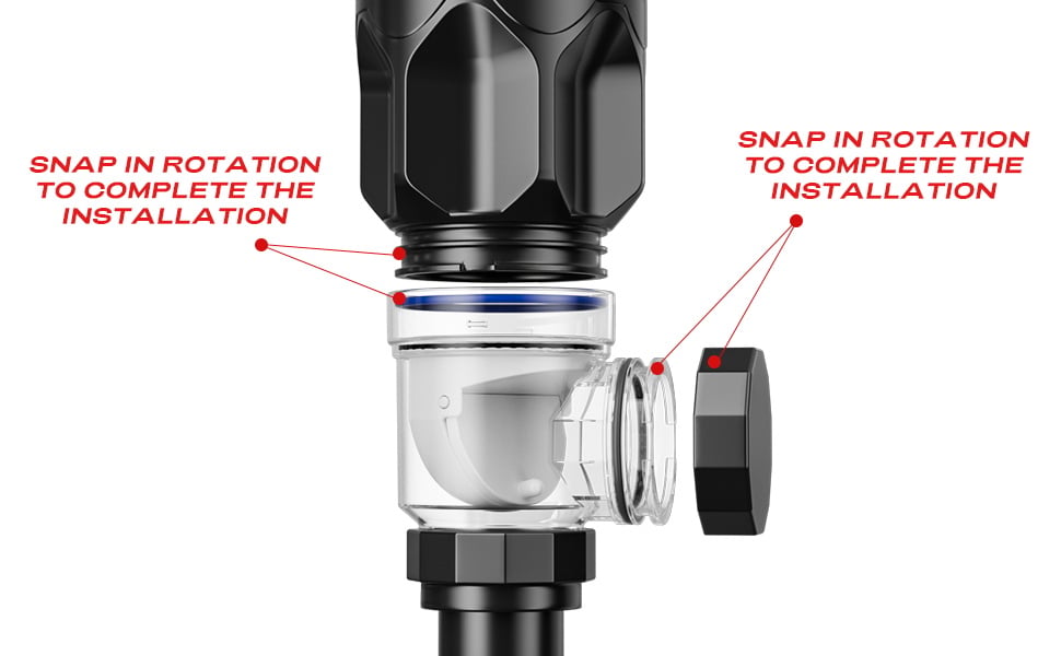 Snap-in rotation assembly for the flexible sink drain kit