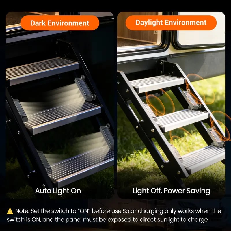 🏆 35K+ SOLD! 🚌 RV Solar Step Lights | Magnetic, IP65 Waterproof, 8‐Hour Warm Glow, Auto On/Off ✨