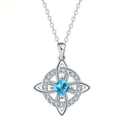 🔮 Personalized Witch’s Knot Birthstone Necklace – Sacred Protection & Luck Talisman ✨