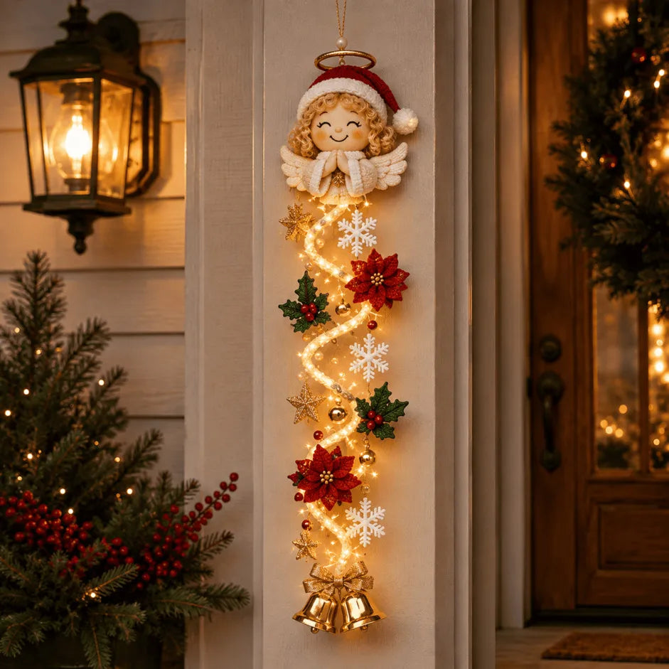 🎄Glowing Christmas Door Hanger | 6 Festive Lighted Designs with Warm Glow, Dimensional Details & Space-Saving Vertical Décor ✨