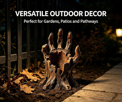 🎃Halloween  Wooden Hand Garden Planter Stake – Spooky Driftwood Yard Decor for Plants & Halloween 🕸️